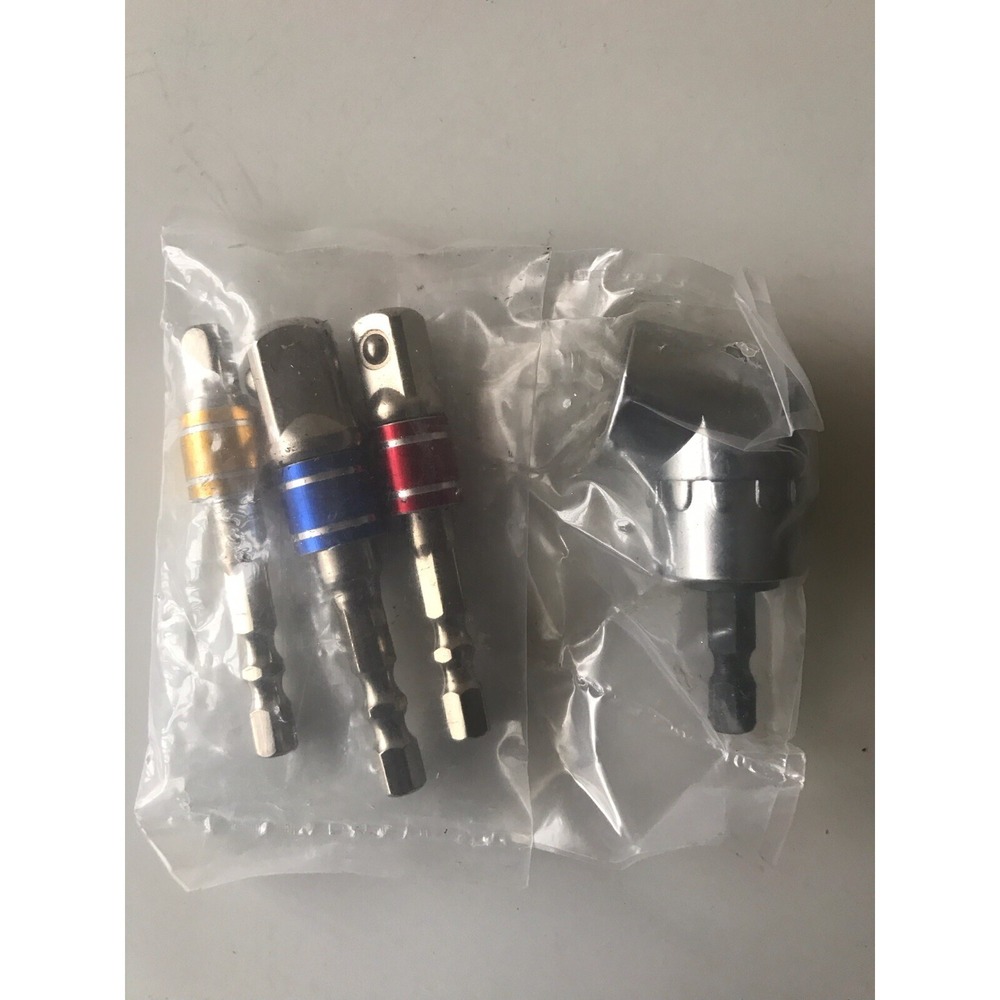 Drill Extension Bit Set Universal 3pcs 1/4" 3/8" 1/2" 105 Degree Right Angle Set - Picture 1 of 2